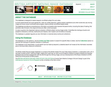 Screenshot of website