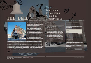 Screenshot of The Bell Pub's website